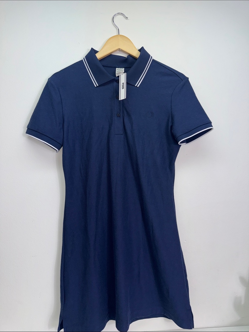 PINK Victoria's Secret Navy Polo Shirt Dress super stretchy Sz M NWT
